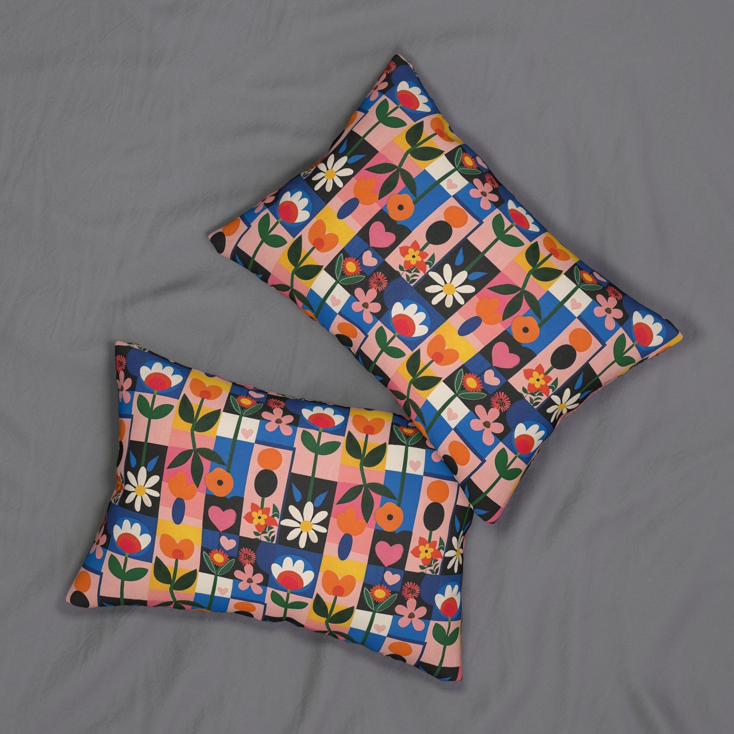 "Funky Patch" series - Spun Polyester Lumbar Pillow No2