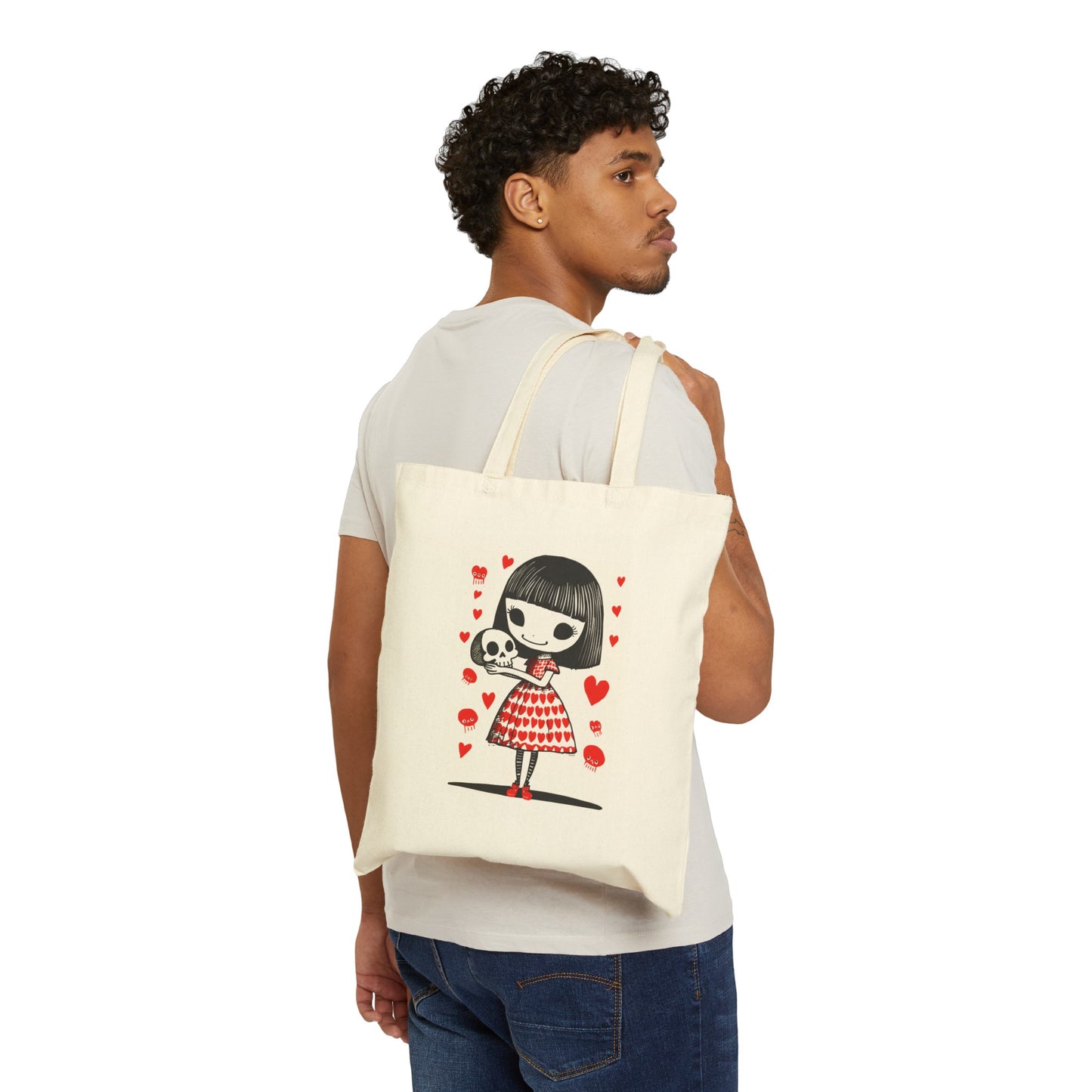 "The Girl & Mr. Skull" series - Canvas Tote Bag No7