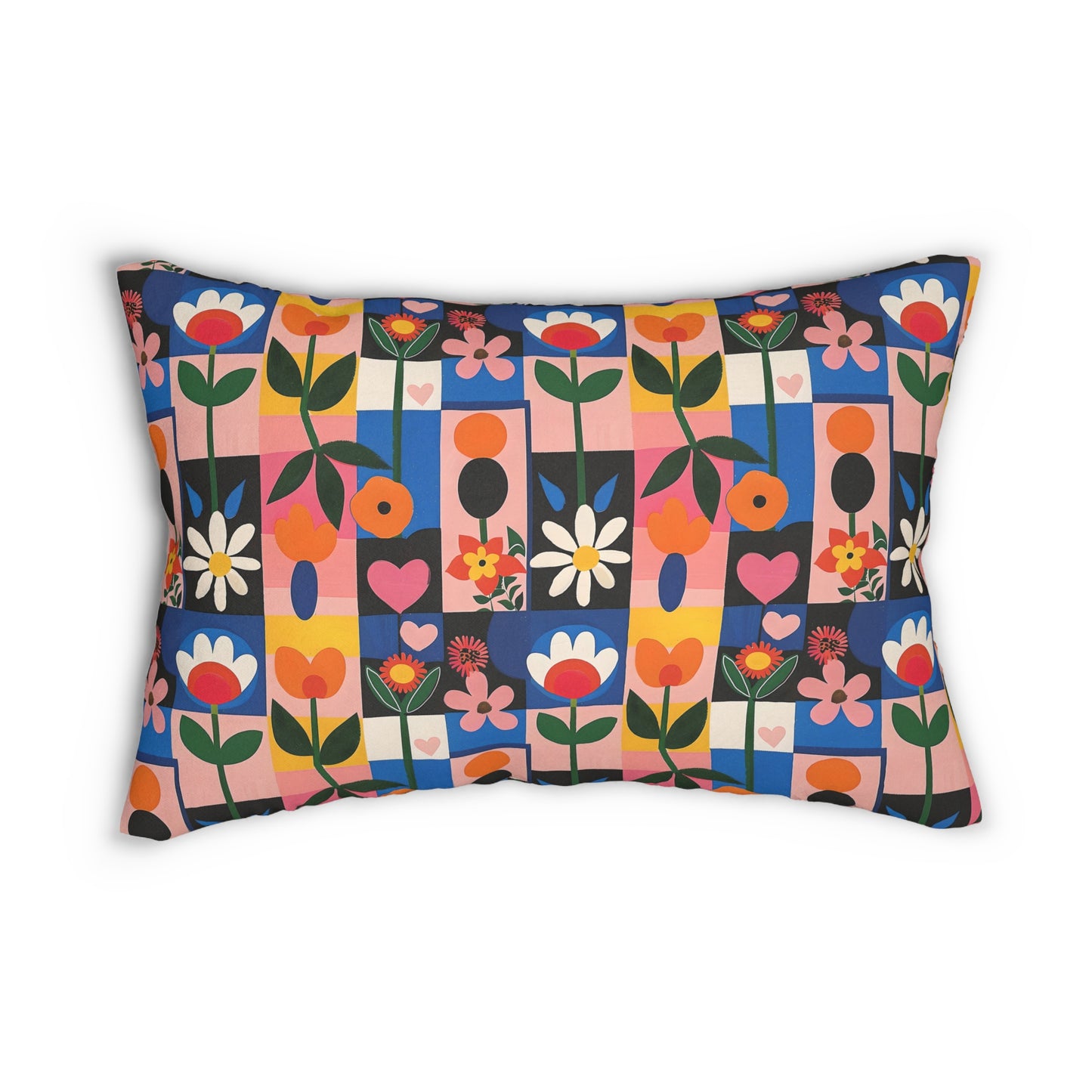 "Funky Patch" series - Spun Polyester Lumbar Pillow No2