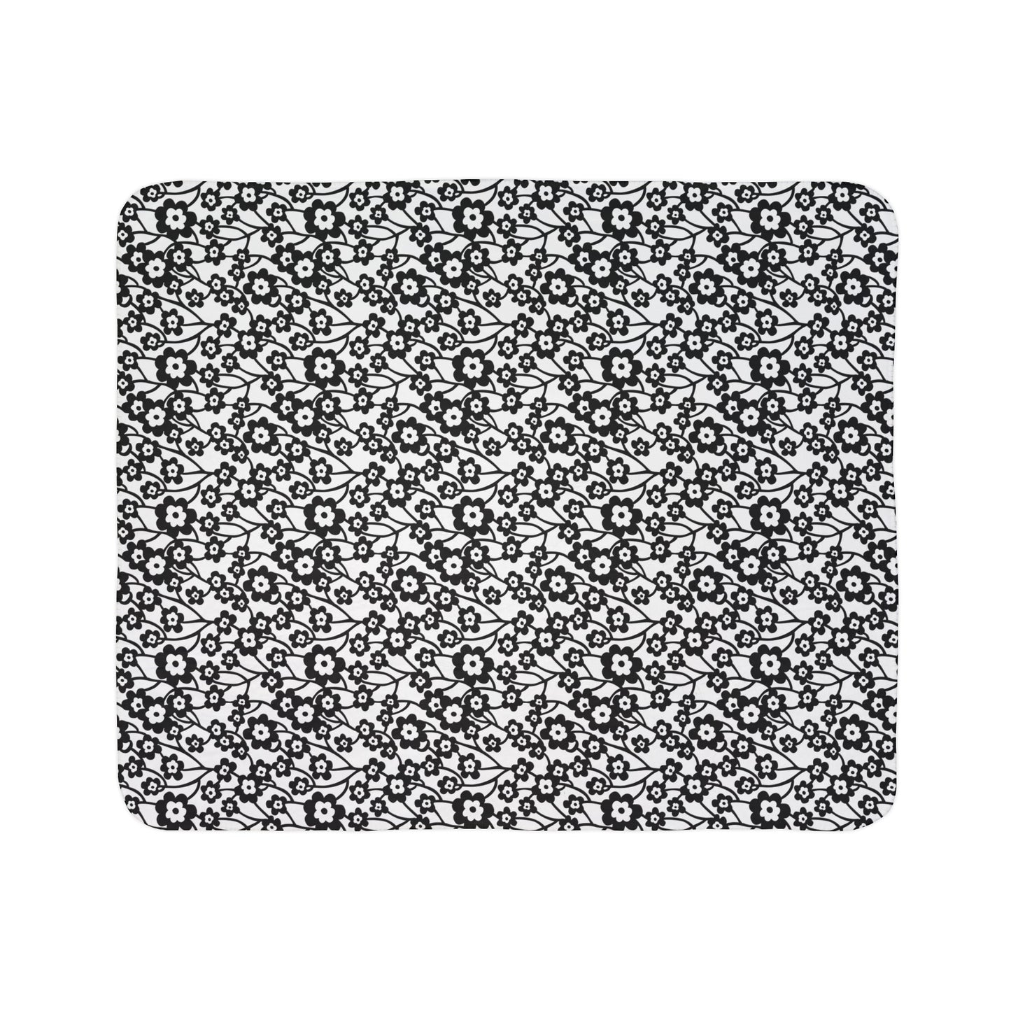 "Black Flora" series - Fleece Sherpa Blanket No1