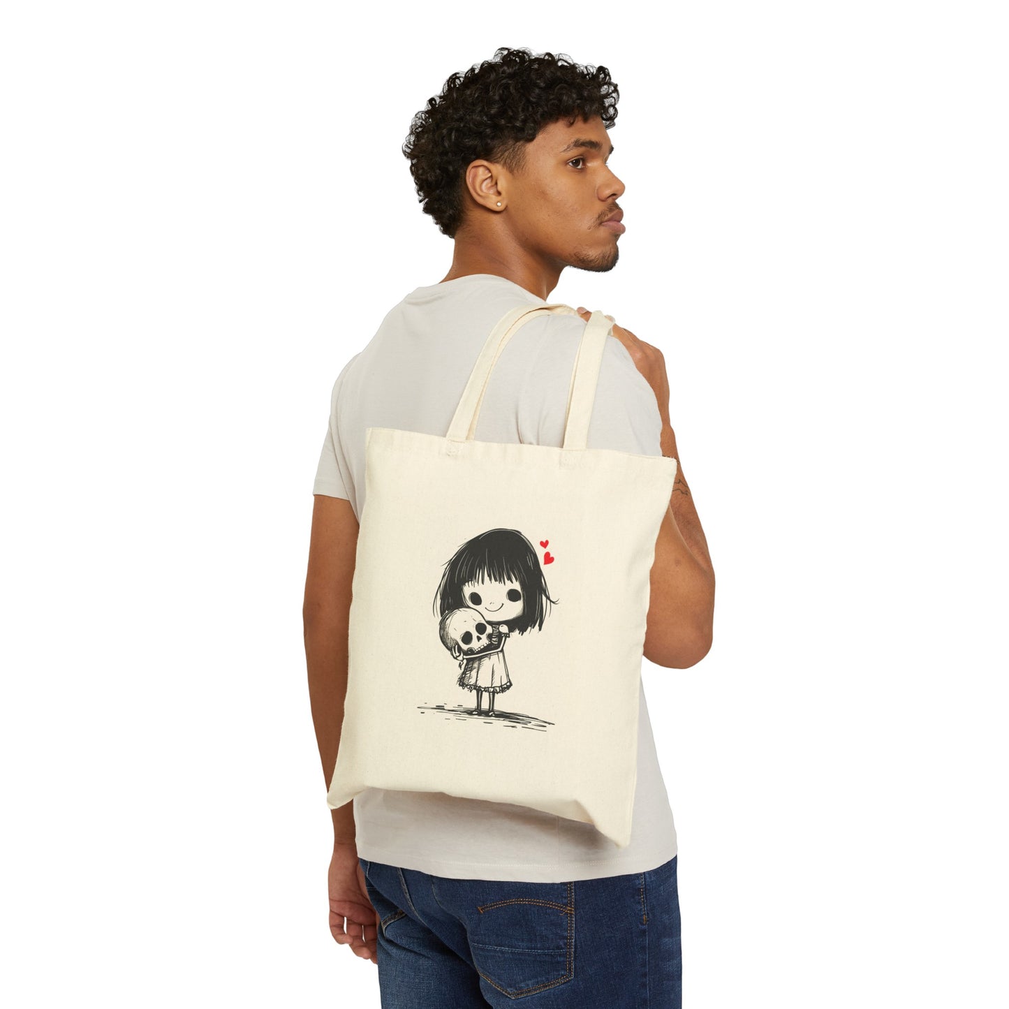 "The Girl & Mr. Skull" series - Canvas Tote Bag No4