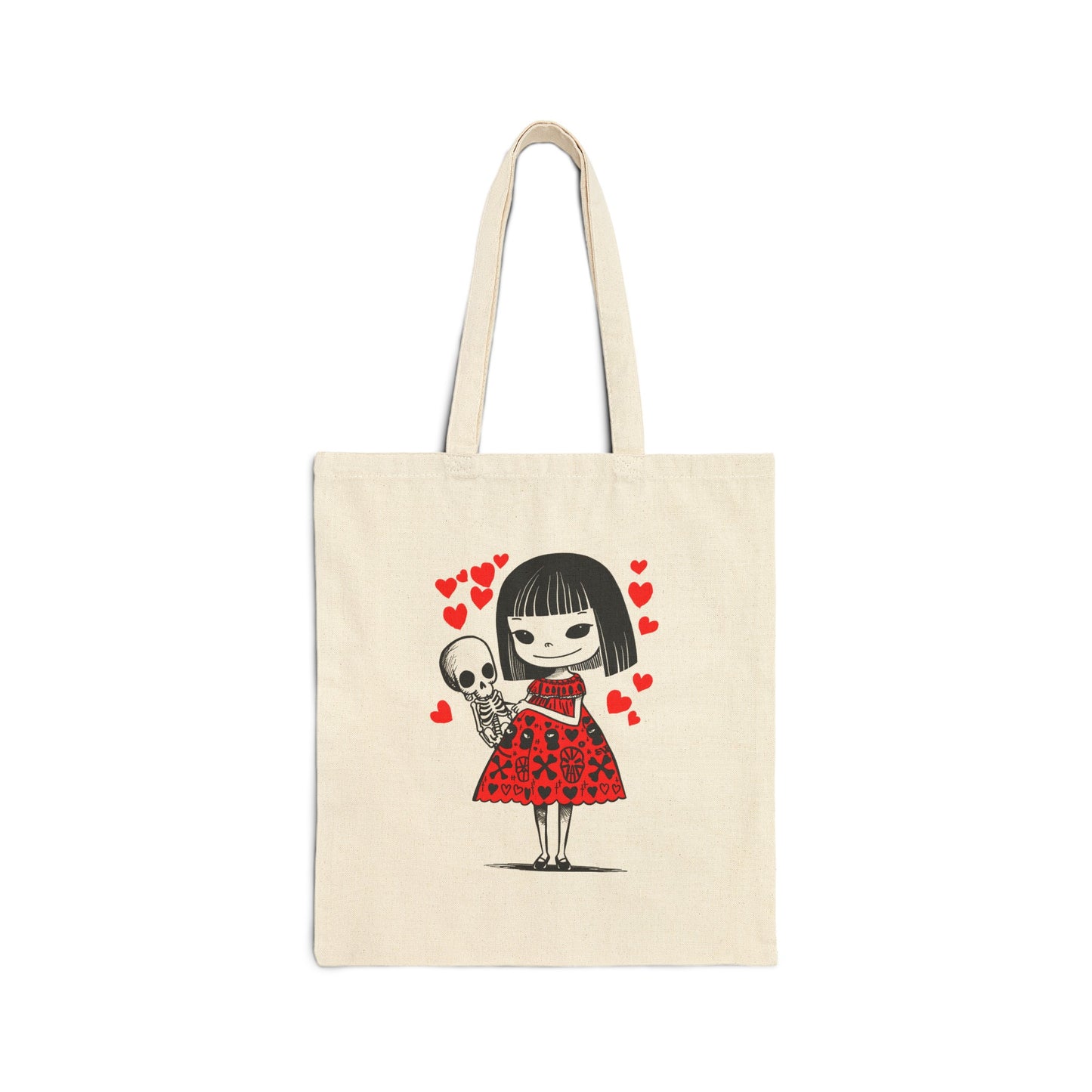 "The Girl & Mr. Skull" series - Canvas Tote Bag No8