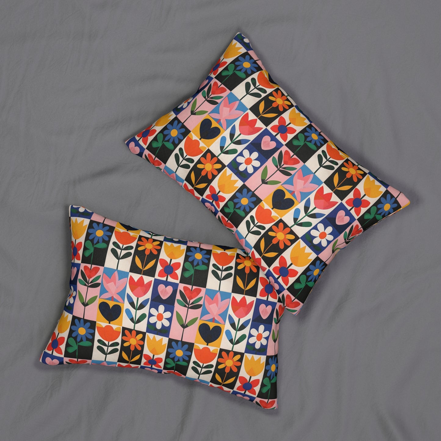 "Funky Patch" series - Spun Polyester Lumbar Pillow No3