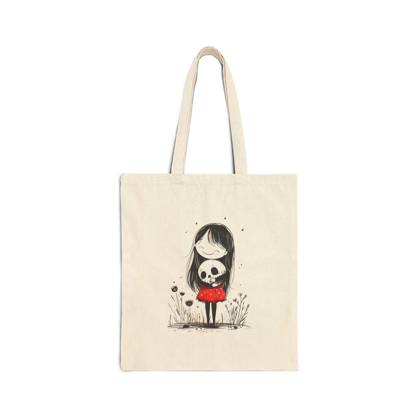 "The Girl & Mr. Skull" series - Canvas Tote Bag No3