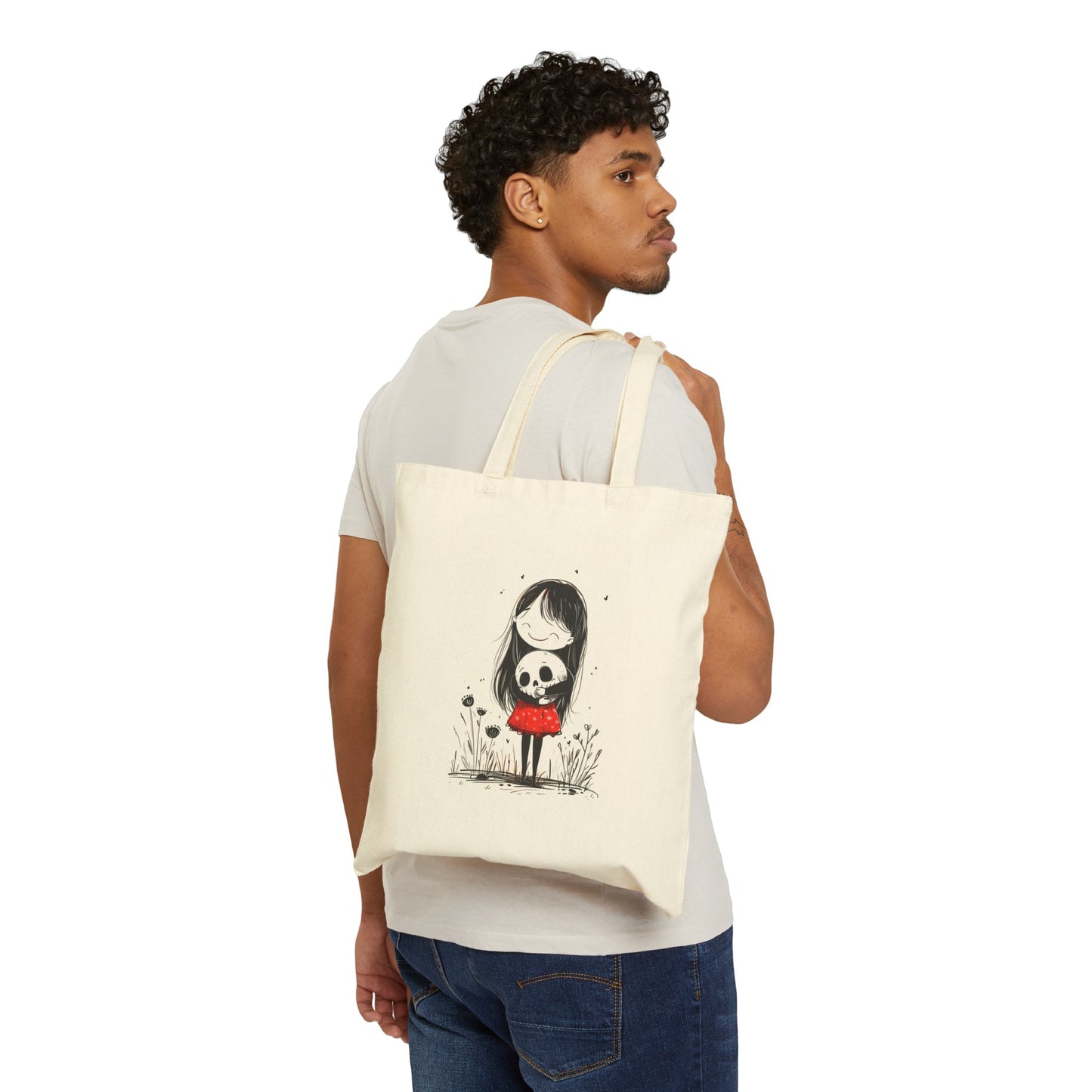 "The Girl & Mr. Skull" series - Canvas Tote Bag No3