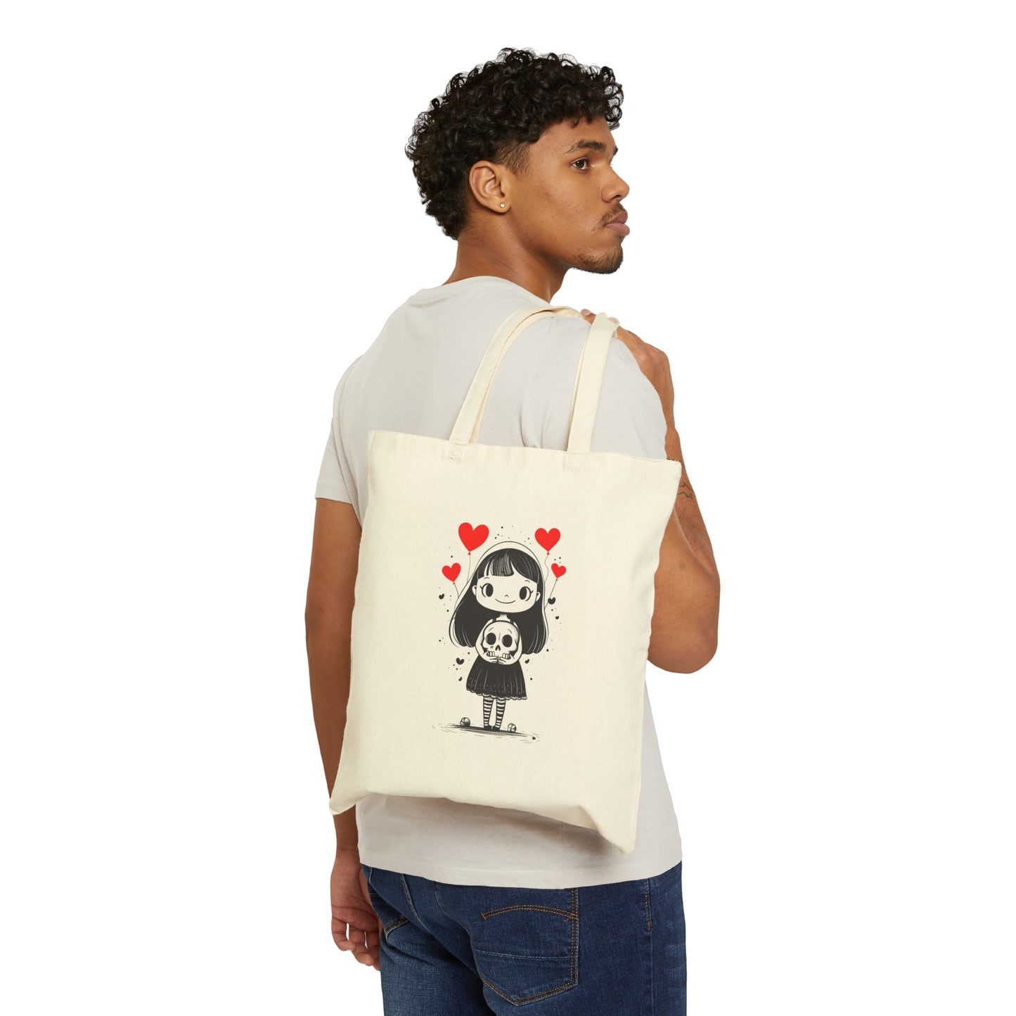 "The Girl & Mr. Skull" series - Canvas Tote Bag No6