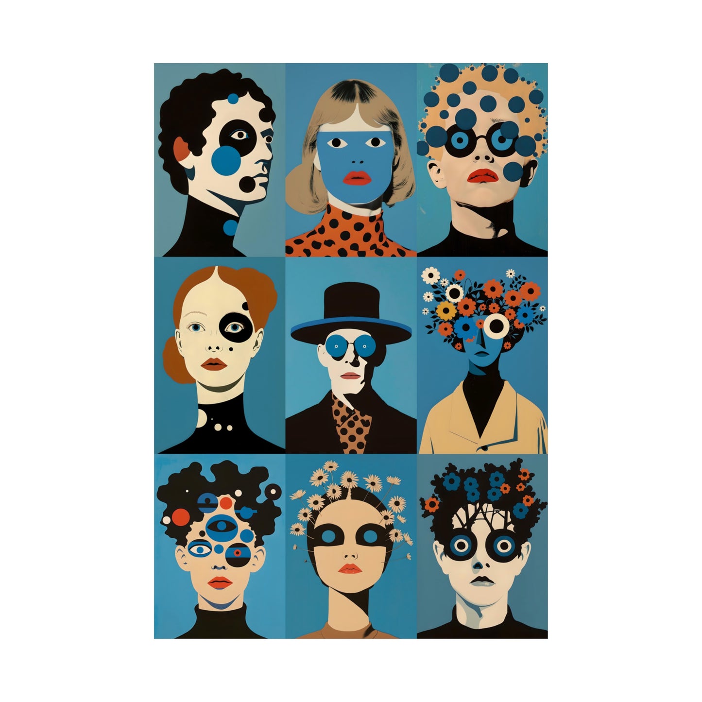 Blue Portraits - Poster