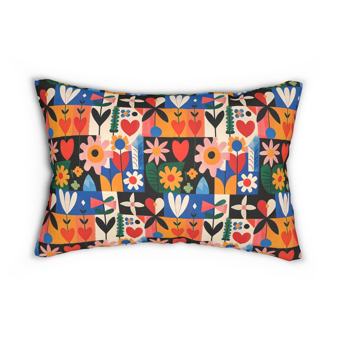 "Funky Patch" series - Spun Polyester Lumbar Pillow No1