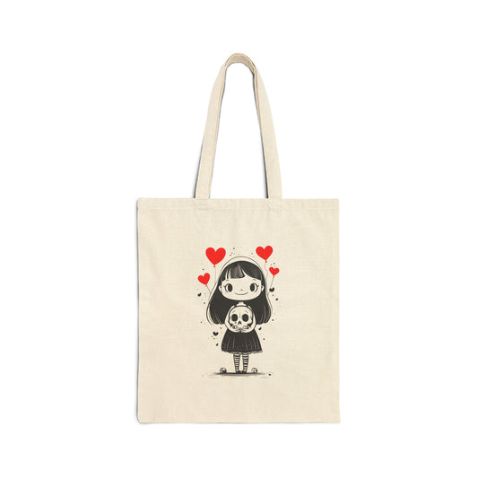 "The Girl & Mr. Skull" series - Canvas Tote Bag No6