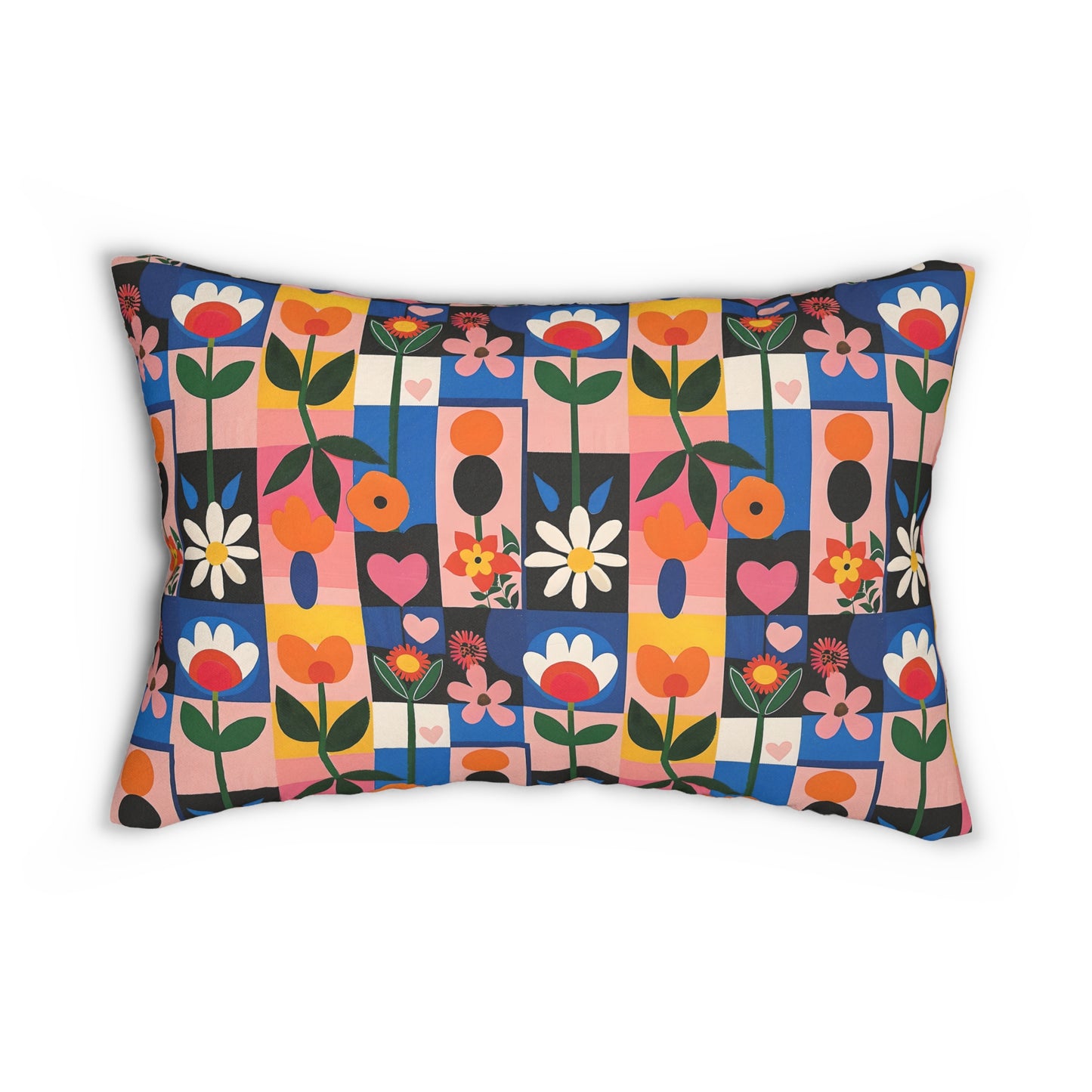 "Funky Patch" series - Spun Polyester Lumbar Pillow No2