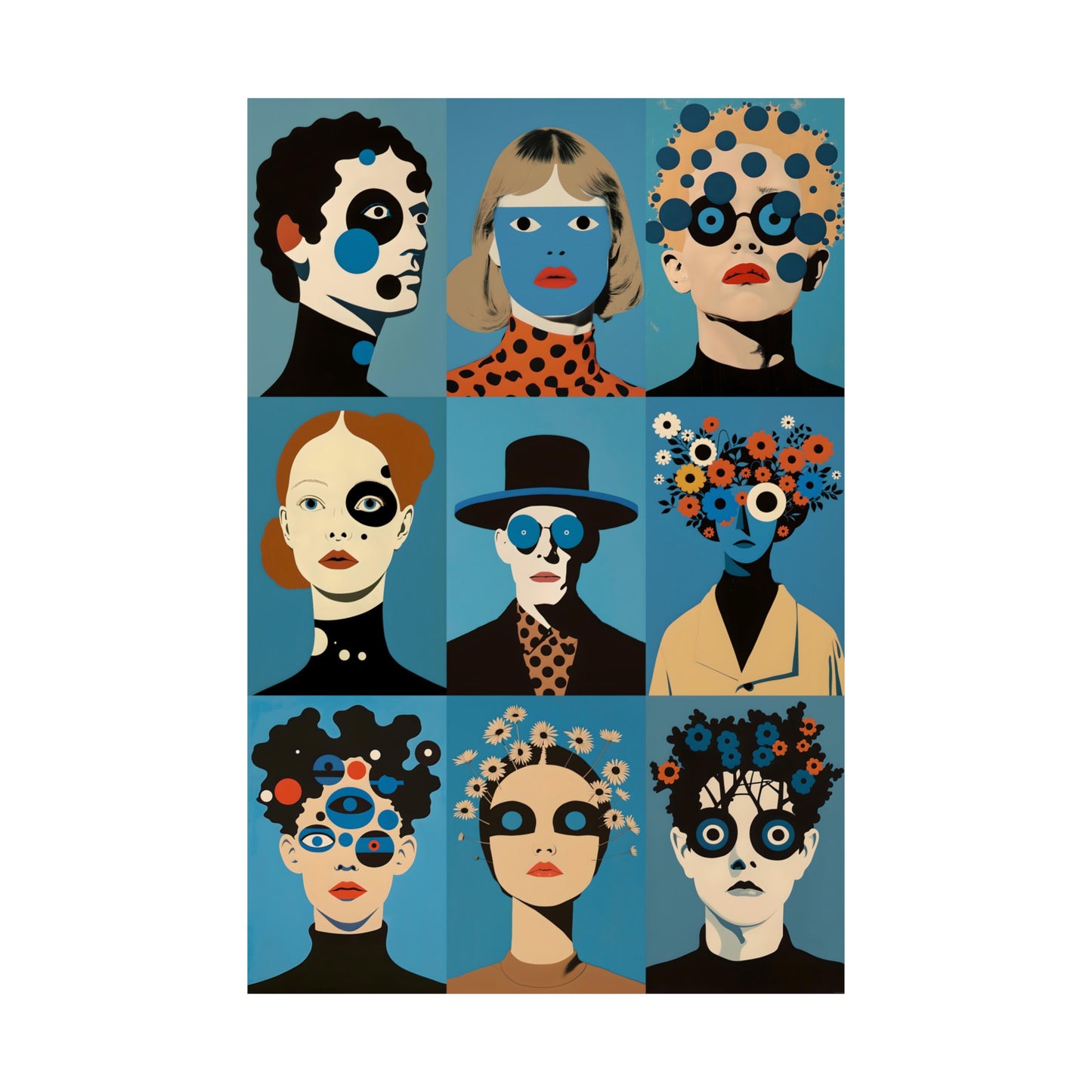 Blue Portraits - Poster