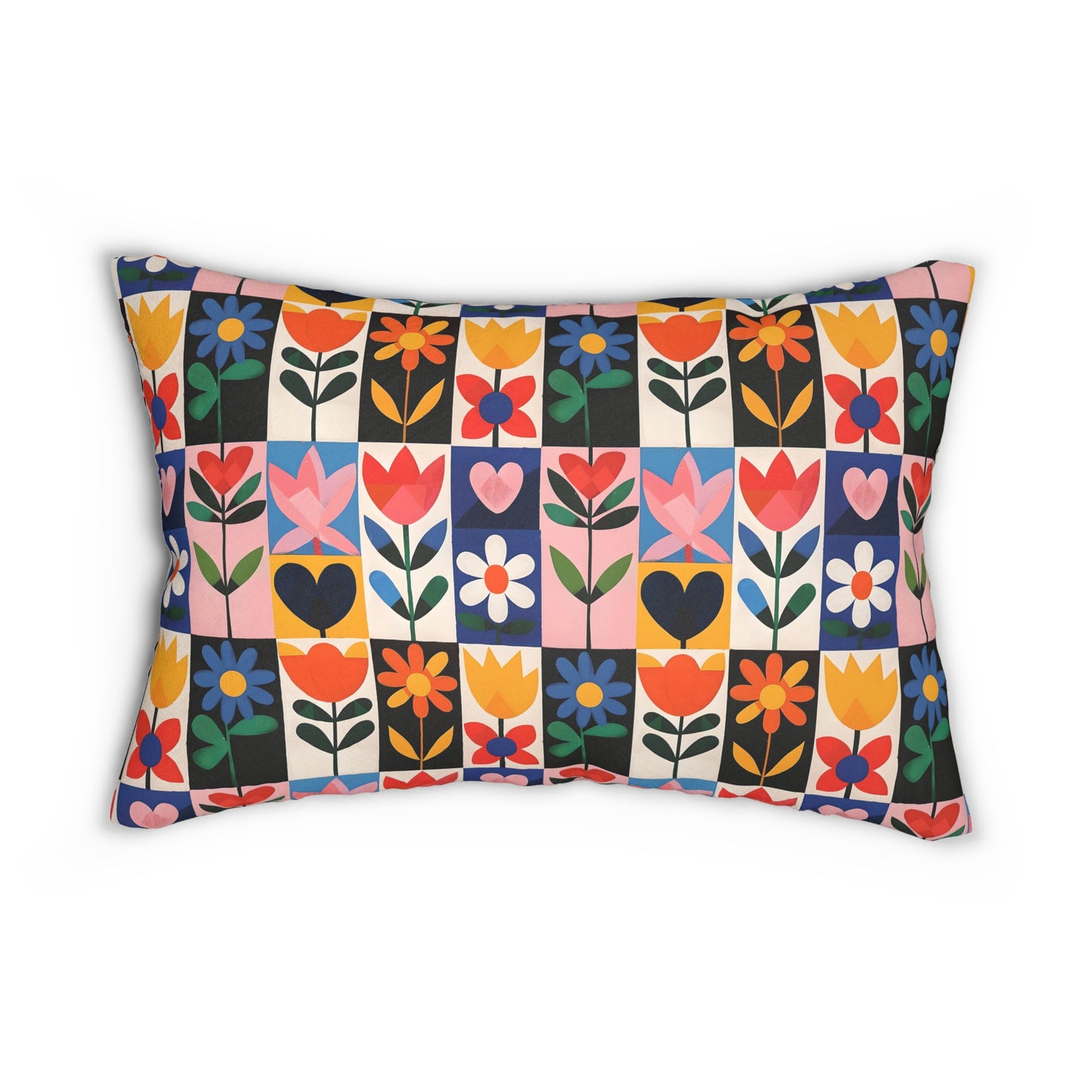 "Funky Patch" series - Spun Polyester Lumbar Pillow No3