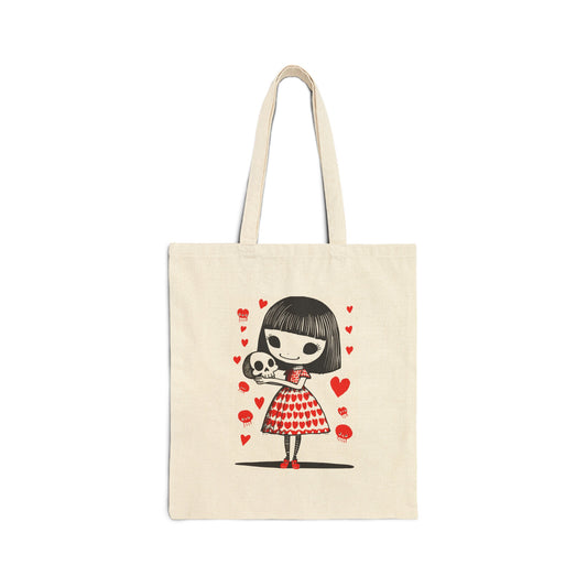 "The Girl & Mr. Skull" series - Canvas Tote Bag No7