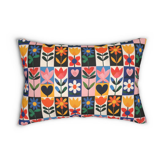 "Funky Patch" series - Spun Polyester Lumbar Pillow No3