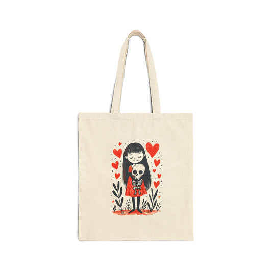 "The Girl & Mr. Skull" series - Canvas Tote Bag No2