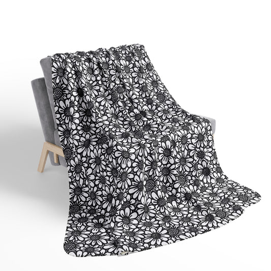 "Black Flora" series - Fleece Sherpa Blanket No2