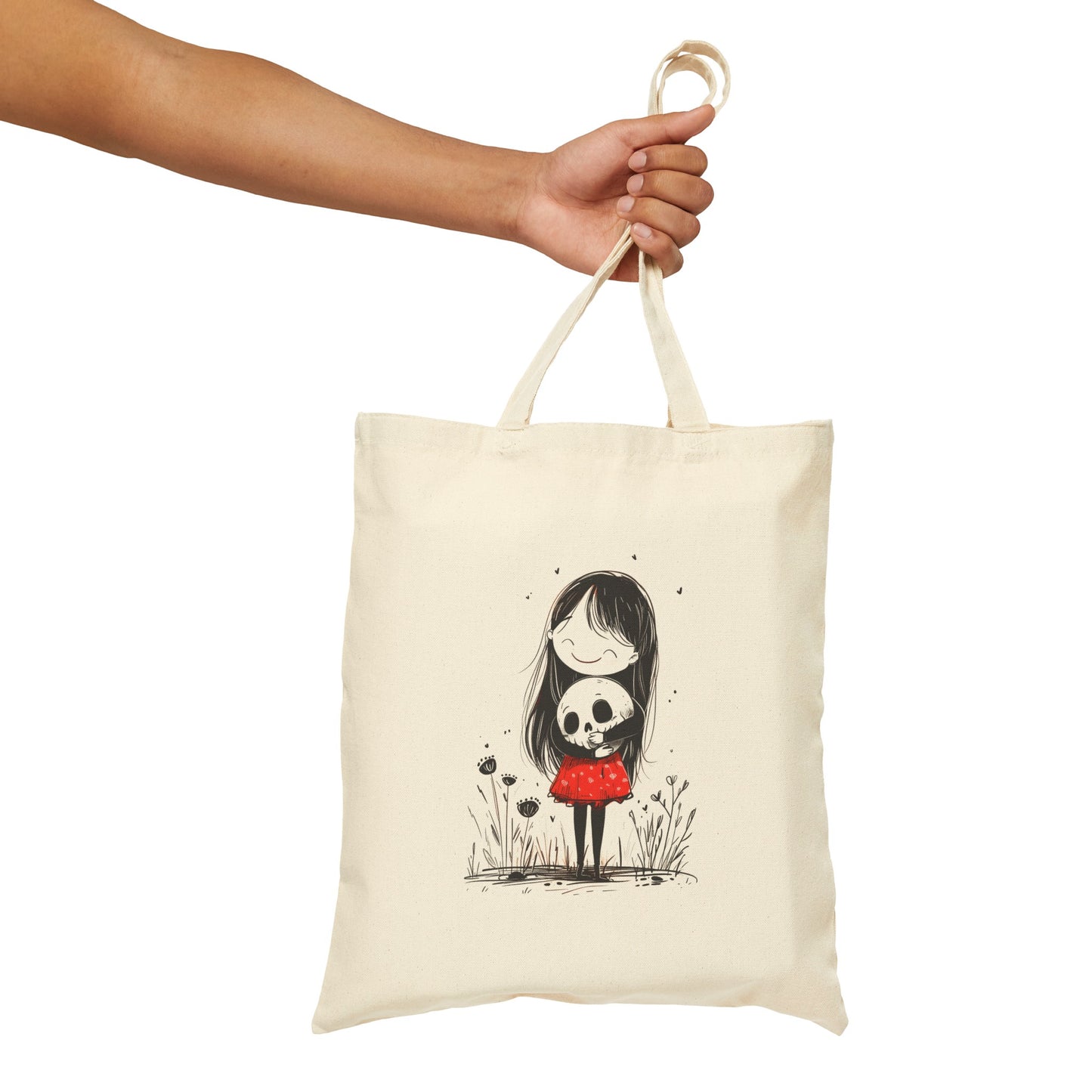 "The Girl & Mr. Skull" series - Canvas Tote Bag No3