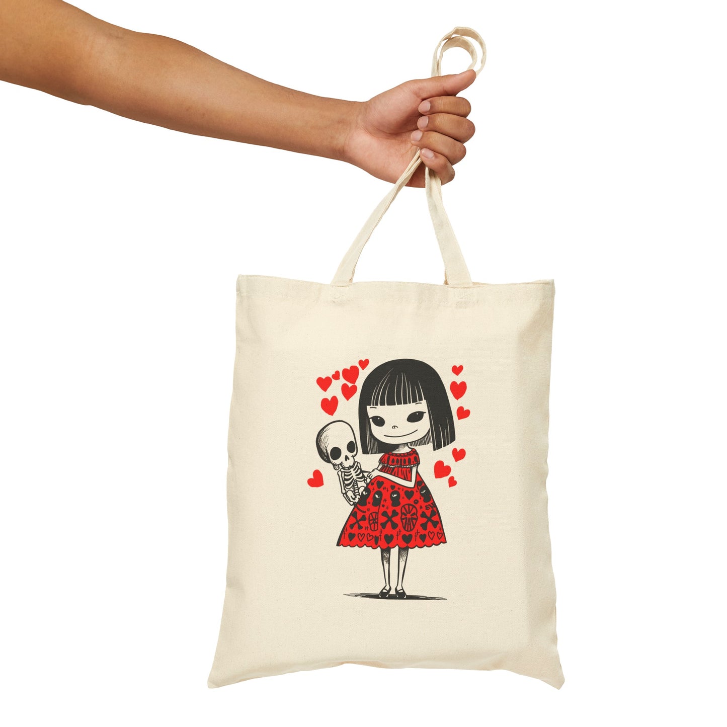 "The Girl & Mr. Skull" series - Canvas Tote Bag No8